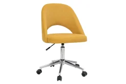 Miliboo Fauteuil De Bureau-Chaise de bureau à roulettes en tissu effet velours texturé jaune moutarde et acier chromé COSETTE