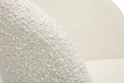 Miliboo Fauteuil De Bureau|Fauteuil De Bureau Petit Prix-Chaise de bureau à roulettes en tissu effet laine bouclée blanc cassé et acier chromé VANITY