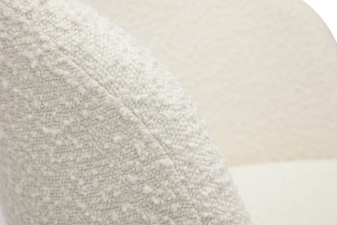 Miliboo Fauteuil De Bureau|Fauteuil De Bureau Petit Prix-Chaise de bureau à roulettes en tissu effet laine bouclée blanc cassé et acier chromé VANITY