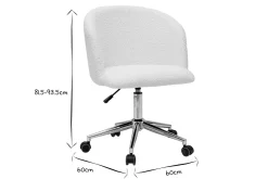 Miliboo Fauteuil De Bureau|Fauteuil De Bureau Petit Prix-Chaise de bureau à roulettes en tissu effet laine bouclée blanc cassé et acier chromé VANITY