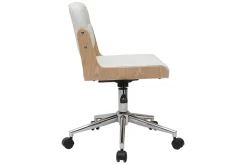Miliboo Fauteuil De Bureau|Fauteuil De Bureau Petit Prix-Chaise de bureau à roulettes design blanc, bois clair et acier chromé ARAMON