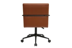 Miliboo Fauteuil De Bureau|Fauteuil De Bureau Petit Prix-Chaise de bureau à roulettes vintage marron et métal noir FLOKI