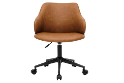 Miliboo Fauteuil De Bureau|Fauteuil De Bureau Petit Prix-Chaise de bureau à roulettes vintage marron et métal noir HEMMY