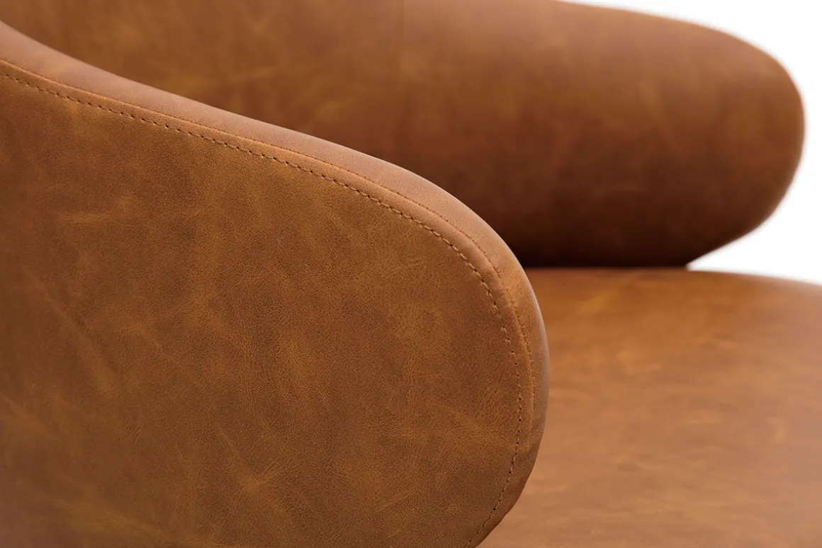 Miliboo Fauteuil De Bureau|Fauteuil De Bureau Petit Prix-Chaise de bureau à roulettes vintage marron et métal noir HEMMY