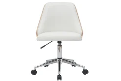Miliboo Fauteuil De Bureau|Fauteuil De Bureau Petit Prix-Chaise de bureau à roulettes design blanc, bois clair et acier chromé QUINO