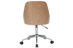 Miliboo Fauteuil De Bureau|Fauteuil De Bureau Petit Prix-Chaise de bureau à roulettes design blanc, bois clair et acier chromé QUINO