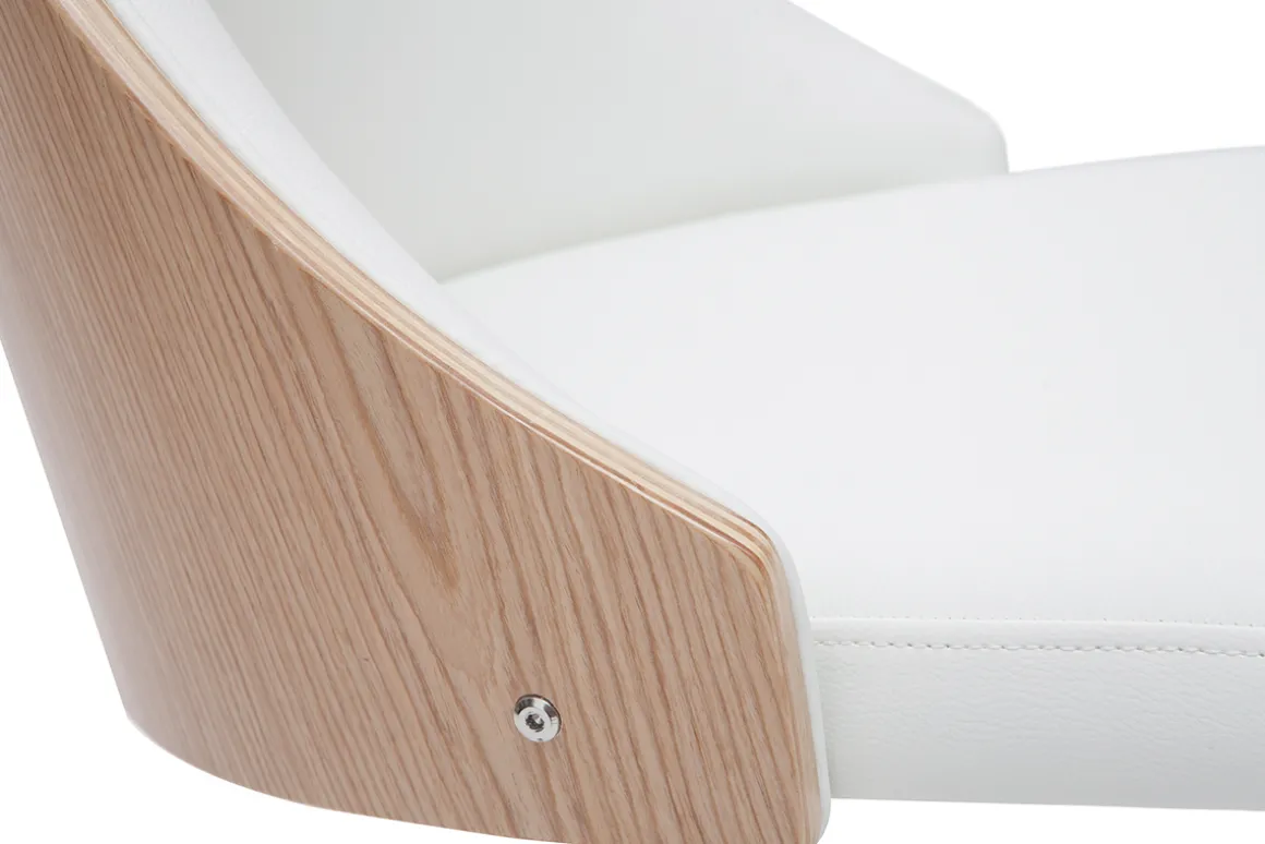 Miliboo Fauteuil De Bureau|Fauteuil De Bureau Petit Prix-Chaise de bureau à roulettes design blanc, bois clair et acier chromé QUINO
