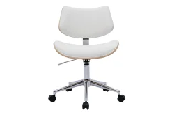 Miliboo Fauteuil De Bureau|Fauteuil De Bureau Petit Prix-Chaise de bureau à roulettes design blanc, bois clair chêne et métal MALMO