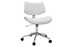 Miliboo Fauteuil De Bureau|Fauteuil De Bureau Petit Prix-Chaise de bureau à roulettes design blanc, bois clair chêne et métal MALMO