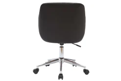 Miliboo Fauteuil De Bureau-Chaise de bureau à roulettes design noir, bois foncé noyer et acier chromé SANDRO