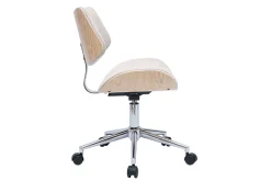 Miliboo Fauteuil De Bureau|Fauteuil De Bureau Petit Prix-Chaise de bureau à roulettes design en tissu effet velours texturé beige, bois clair chêne et métal MALMO