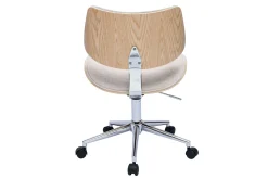 Miliboo Fauteuil De Bureau|Fauteuil De Bureau Petit Prix-Chaise de bureau à roulettes design en tissu effet velours texturé beige, bois clair chêne et métal MALMO