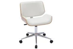 Miliboo Fauteuil De Bureau|Fauteuil De Bureau Petit Prix-Chaise de bureau à roulettes design blanc, bois clair et acier chromé RUBBENS