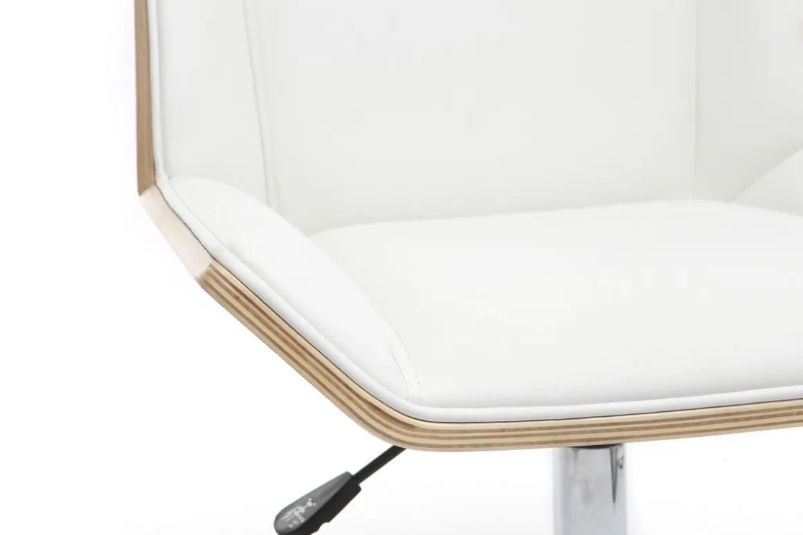 Miliboo Fauteuil De Bureau|Fauteuil De Bureau Petit Prix-Chaise de bureau à roulettes design blanc, bois clair et acier chromé MELKIOR