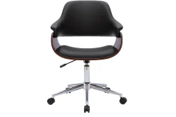 Miliboo Fauteuil De Bureau|Fauteuil De Bureau Petit Prix-Chaise de bureau à roulettes design noir, bois foncé noyer et acier chromé HANSEN