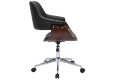 Miliboo Fauteuil De Bureau|Fauteuil De Bureau Petit Prix-Chaise de bureau à roulettes design noir, bois foncé noyer et acier chromé HANSEN
