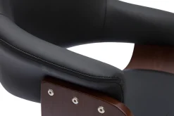 Miliboo Fauteuil De Bureau|Fauteuil De Bureau Petit Prix-Chaise de bureau à roulettes design noir, bois foncé noyer et acier chromé HANSEN