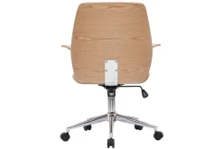 Miliboo Fauteuil De Bureau-Chaise de bureau à roulettes design blanc, bois clair et acier chromé RUFIN