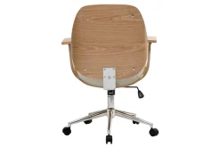 Miliboo Fauteuil De Bureau-Chaise de bureau à roulettes design blanc, bois clair et acier chromé YORKE