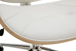 Miliboo Fauteuil De Bureau-Chaise de bureau à roulettes design blanc, bois clair et acier chromé YORKE