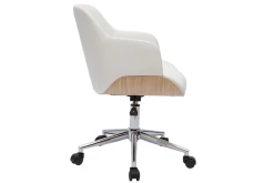 Miliboo Fauteuil De Bureau|Fauteuil De Bureau Petit Prix-Chaise de bureau à roulettes design blanc, bois clair et acier chromé SANDRO