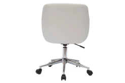Miliboo Fauteuil De Bureau|Fauteuil De Bureau Petit Prix-Chaise de bureau à roulettes design blanc, bois clair et acier chromé SANDRO