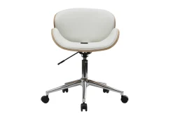 Miliboo Fauteuil De Bureau|Fauteuil De Bureau Petit Prix-Chaise de bureau à roulettes design blanc, bois clair et acier chromé WALNUT