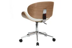 Miliboo Fauteuil De Bureau|Fauteuil De Bureau Petit Prix-Chaise de bureau à roulettes design blanc, bois clair et acier chromé WALNUT