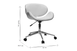 Miliboo Fauteuil De Bureau|Fauteuil De Bureau Petit Prix-Chaise de bureau à roulettes design blanc, bois clair et acier chromé WALNUT