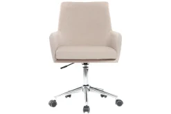 Miliboo Fauteuil De Bureau|Fauteuil De Bureau Petit Prix-Chaise de bureau à roulettes en tissu beige et acier chromé SHANA