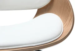 Miliboo Fauteuil De Bureau|Fauteuil De Bureau Petit Prix-Chaise de bureau à roulettes design blanc, bois clair et acier chromé BENT