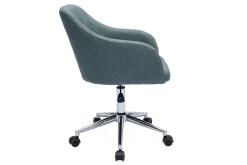 Miliboo Fauteuil De Bureau|Fauteuil De Bureau Petit Prix-Chaise de bureau capitonnée à roulettes en tissu effet velours texturé vert de gris et métal chromé BALTIK