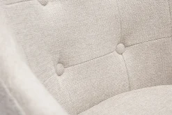 Miliboo Fauteuil De Bureau|Fauteuil De Bureau Petit Prix-Chaise de bureau capitonnée à roulettes en tissu effet velours texturé beige et métal noir BALTIK