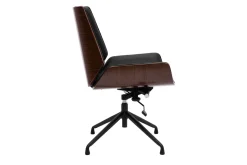 Miliboo Fauteuil De Bureau-Chaise de bureau design pivotante 360° noir, bois foncé noyer et métal noir CURVED