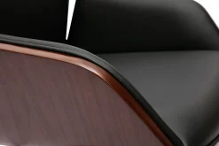 Miliboo Fauteuil De Bureau-Chaise de bureau design pivotante 360° noir, bois foncé et métal noir MARLOW