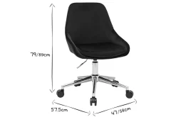 Miliboo Fauteuil De Bureau|Fauteuil De Bureau Petit Prix-Chaise de bureau design réglable en tissu velours noir et acier chromé 360° HOLO
