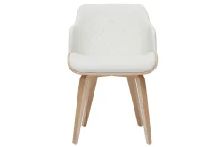 Miliboo Chaise Design|Chaise En Bois-Chaise design blanc et bois clair LUCIEN