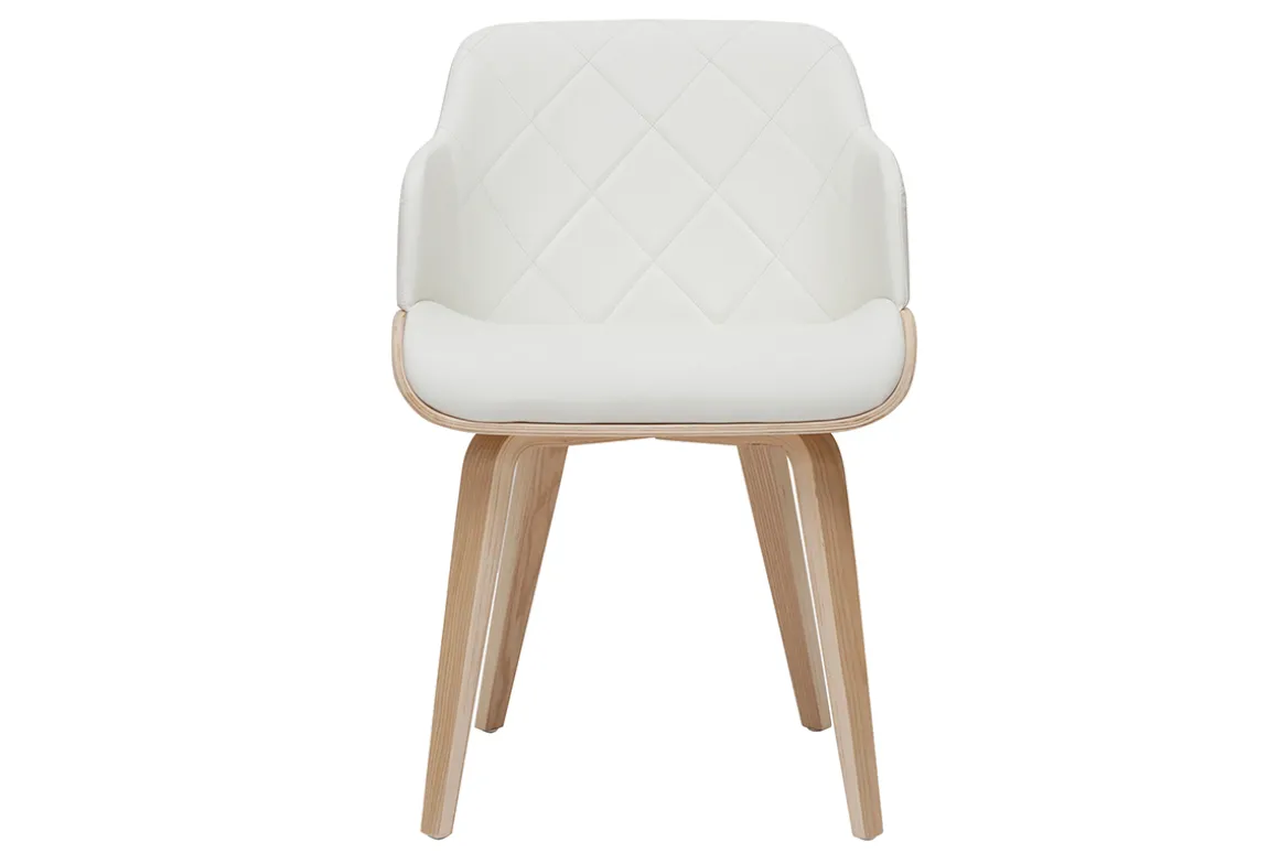 Miliboo Chaise Design|Chaise En Bois-Chaise design blanc et bois clair LUCIEN