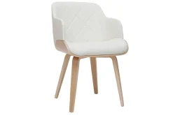 Miliboo Chaise Design|Chaise En Bois-Chaise design blanc et bois clair LUCIEN