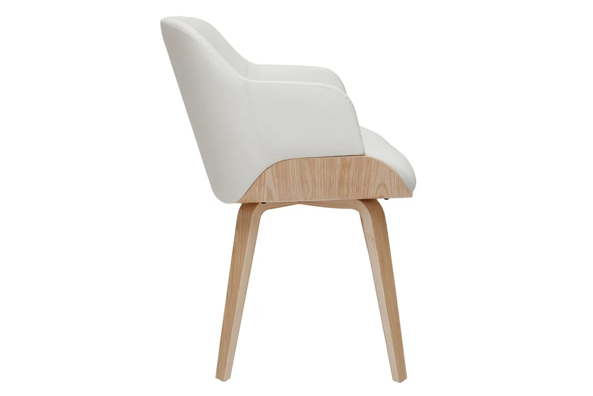 Miliboo Chaise Design|Chaise En Bois-Chaise design blanc et bois clair LUCIEN