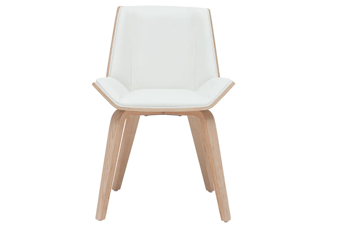 Miliboo Chaise Design|Chaise En Bois-Chaise design blanc et bois clair MELKIOR