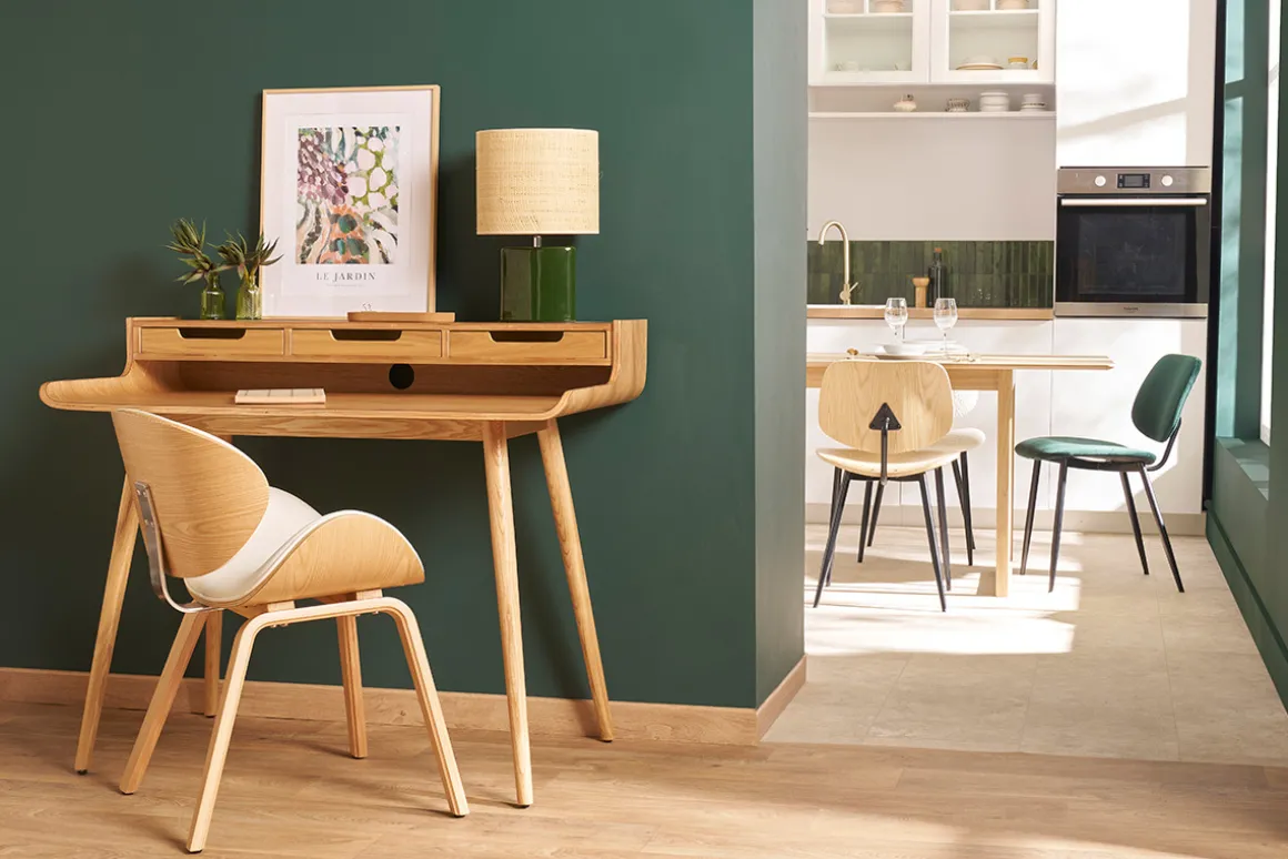 Miliboo Chaise Design|Chaise En Bois-Chaise design blanc et bois clair WALNUT