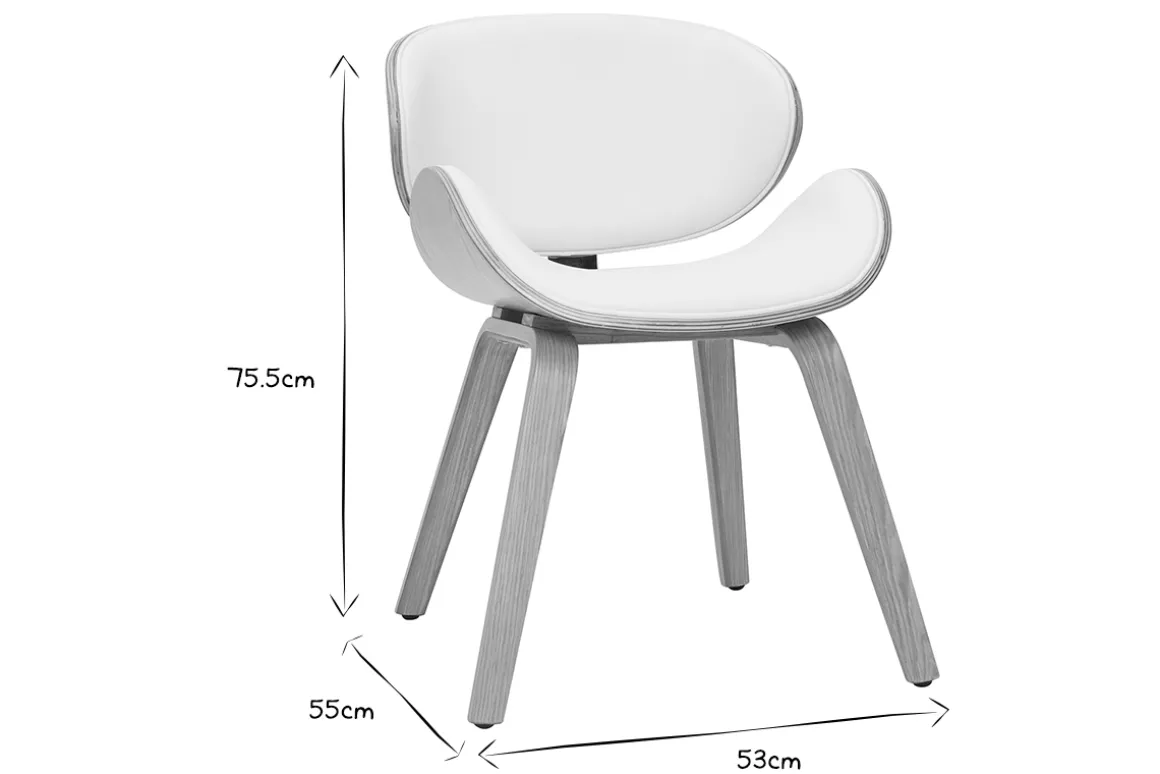 Miliboo Chaise Design|Chaise En Bois-Chaise design blanc et bois clair WALNUT