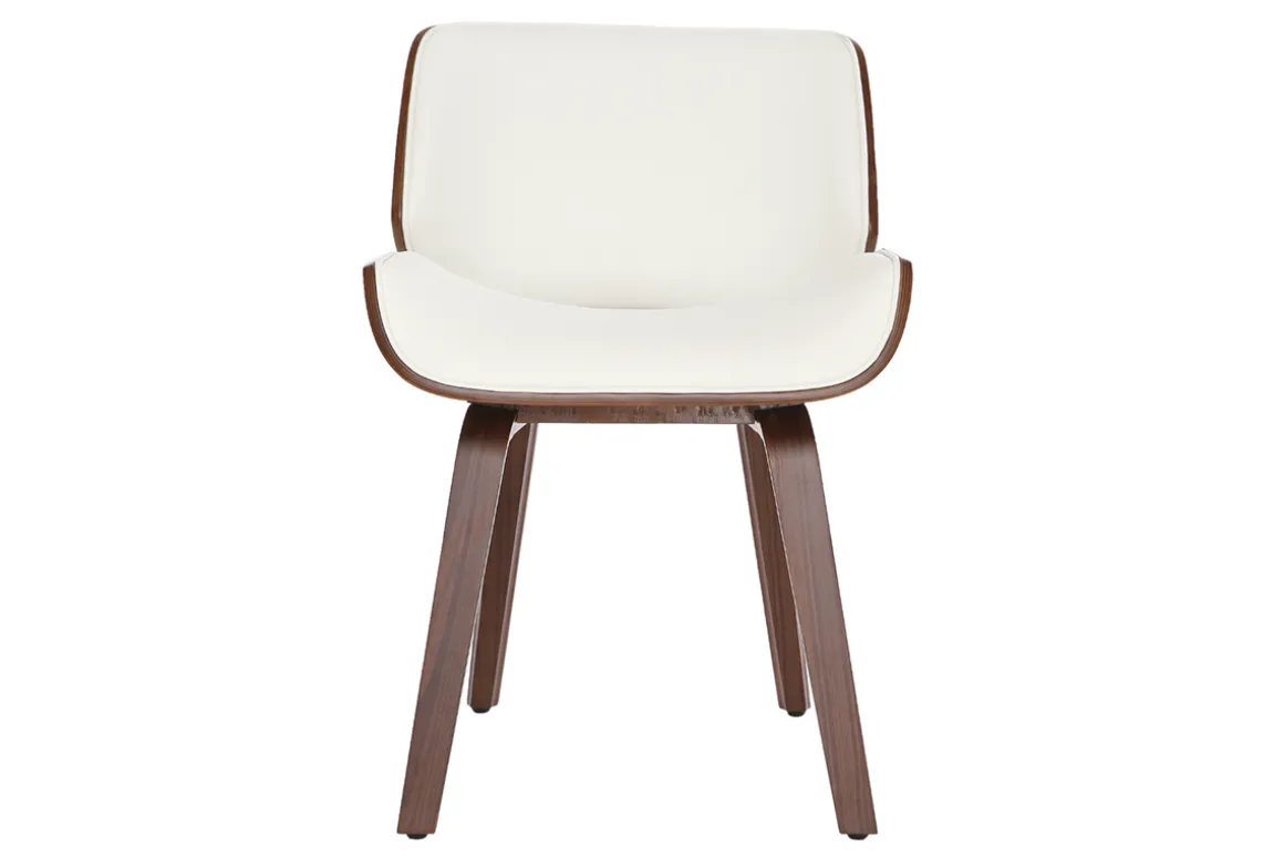 Miliboo Fauteuil Design|Voir Tous Les Fauteuils-Chaise design blanc et bois foncé RUBBENS