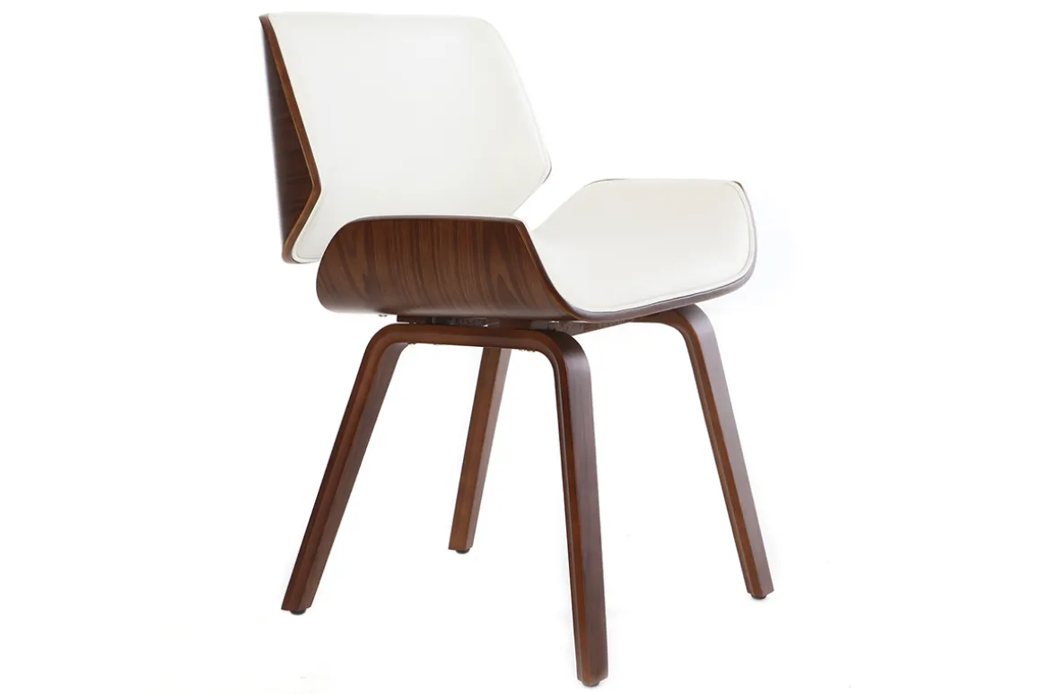 Miliboo Fauteuil Design|Voir Tous Les Fauteuils-Chaise design blanc et bois foncé RUBBENS