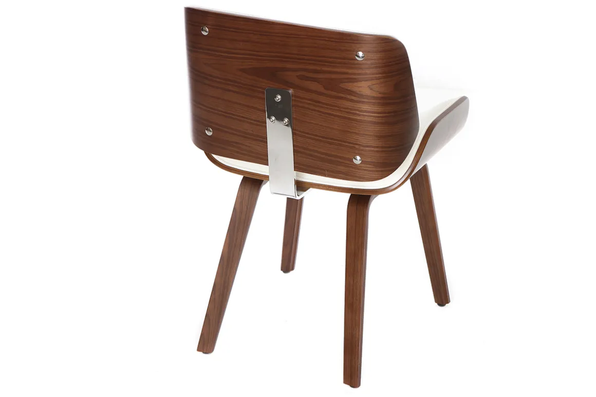 Miliboo Fauteuil Design|Voir Tous Les Fauteuils-Chaise design blanc et bois foncé RUBBENS