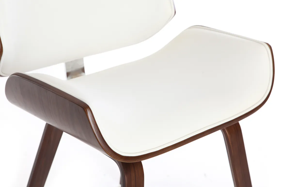 Miliboo Fauteuil Design|Voir Tous Les Fauteuils-Chaise design blanc et bois foncé RUBBENS
