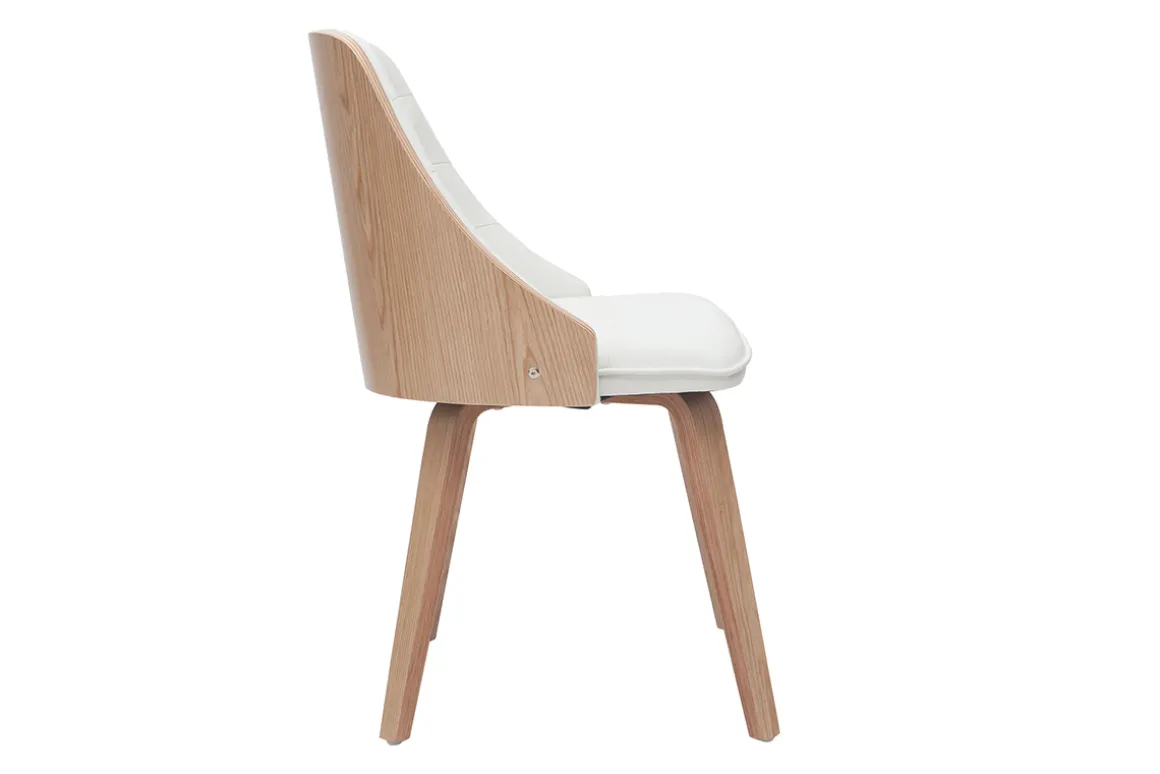 Miliboo Fauteuil Design|Voir Tous Les Fauteuils-Chaise design blanc et bois clair FLUFFY