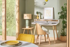 Miliboo Fauteuil Design|Voir Tous Les Fauteuils-Chaise design blanc et bois clair FLUFFY