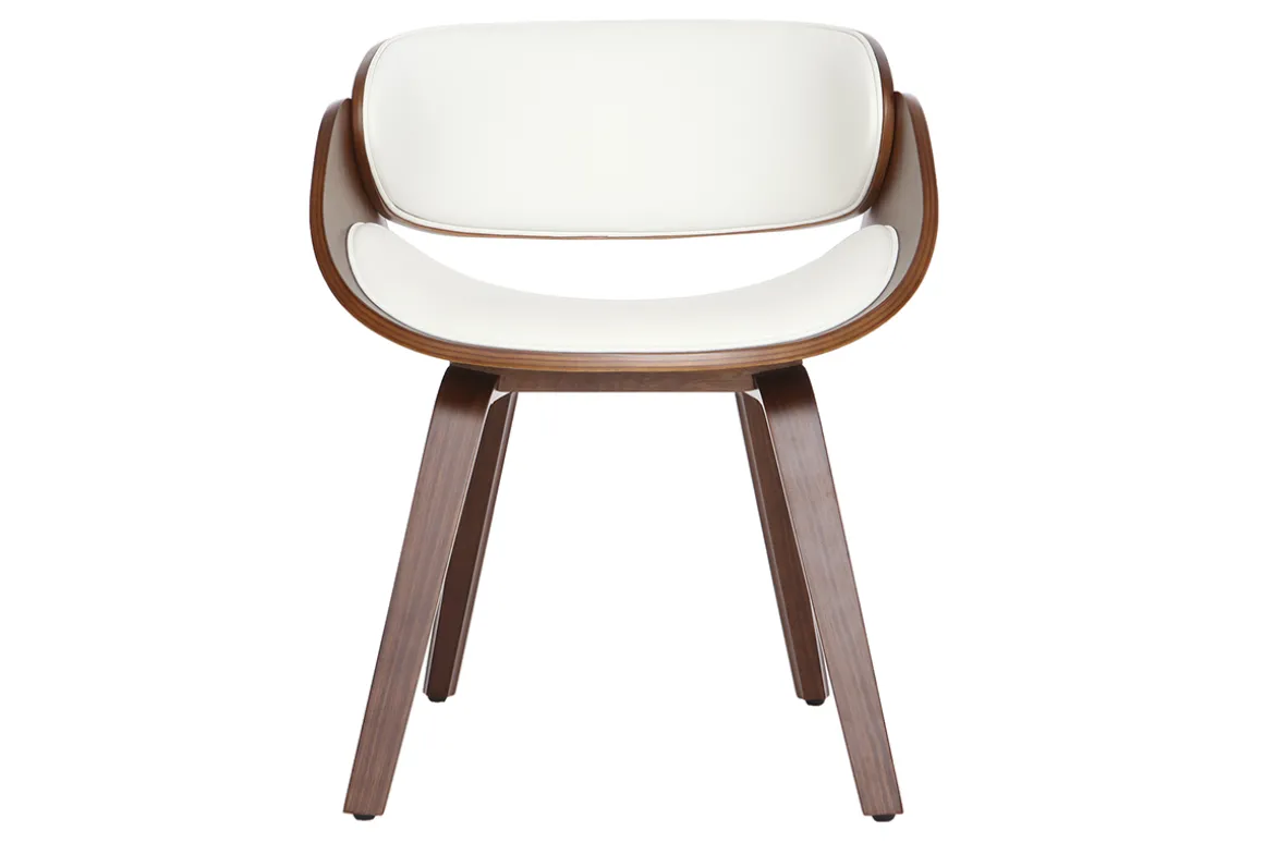 Miliboo Fauteuil Design|Voir Tous Les Fauteuils-Chaise design blanc et bois foncé noyer BENT